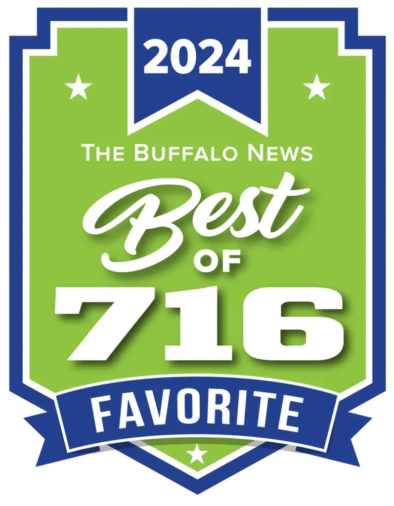 Award badge for Buffalo's Favorite BBQ, voted by Western New Yorkers for Chiavetta's BBQ by the Buffalo News Best of 716
