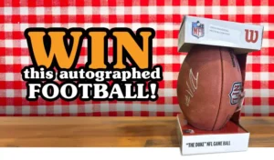 Win this autographed football! Picture of a football signed by Greg Rousseau of the Buffalo Bills