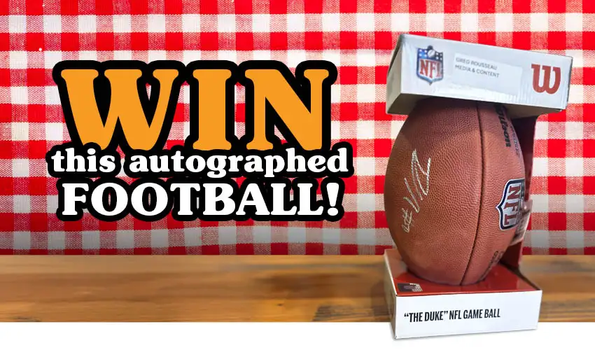 Win this autographed football! Picture of a football signed by Greg Rousseau of the Buffalo Bills