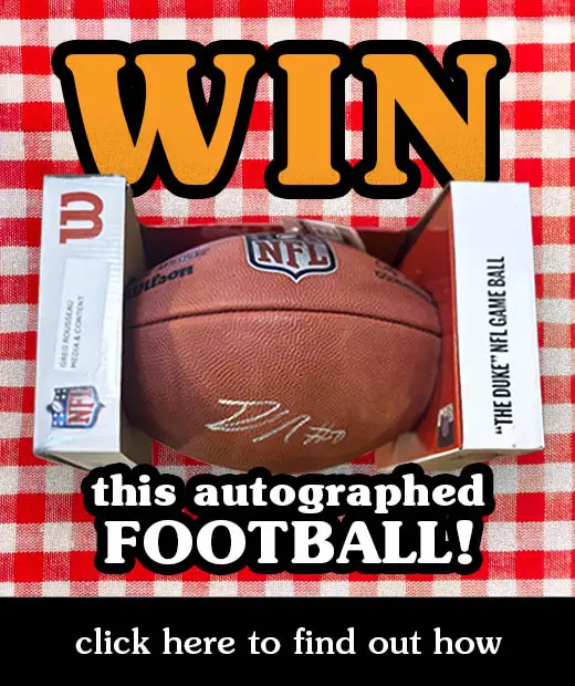 Win this autographed football! Picture of a football signed by Greg Rousseau of the Buffalo Bills